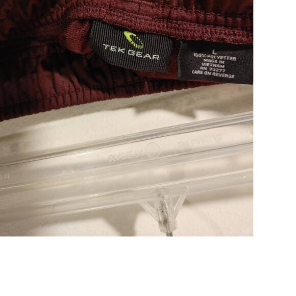 Men's Tek Gear Maroon/Gray Pull On Pants Basketball Zip Leg Pockets Large - Picture 4 of 5